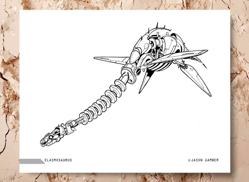 robot dinosaur coloring page elasmosaurus robosaur etsy