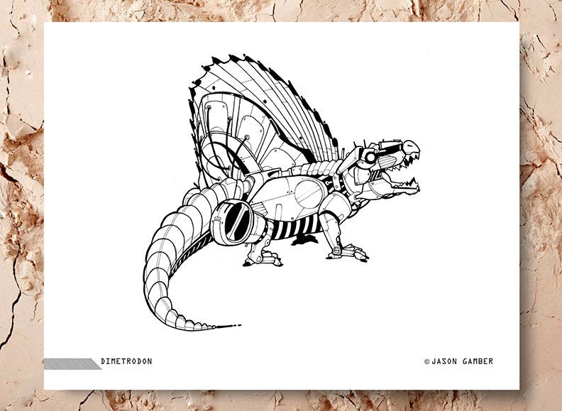 Robot Dinosaur Coloring Page Dimetrodon Robosaur dinosaur Etsy M??xico