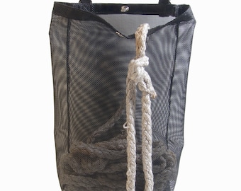 Svart nätväska för rep, kraftig marin förvaring (10x17x3)