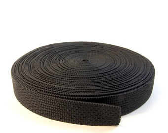 Webbing, 1" Inch Polypropylene Mini Roll, Black, 20 Yards (60 Ft.)