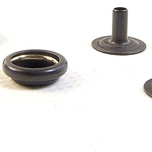 Black Oxide Snaps Finish w/ Extra Long 5/16" Posts on Caps and 3/8" Posts on Eyelet for Thick Fabric or Carpet 10 of Each Piece Shown