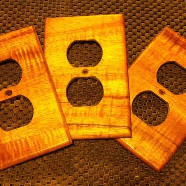 Handmade Hawaiian Koa Wood Duplex Wallplate