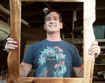 Rustic Hawaiian Koa and Mango Wood Sculpted Picture Frames