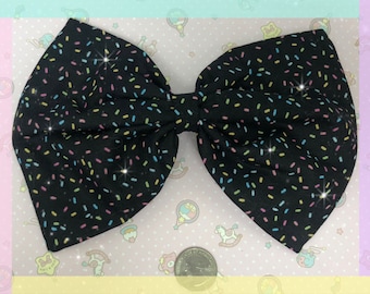 Small print sprinkles large hair bow