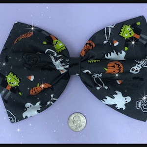 Halloween monsters large hair bow