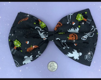 Halloween monsters large hair bow