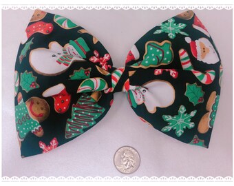 Christmas cookie hair bow black