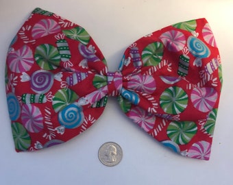 Christmas candy large hair bow