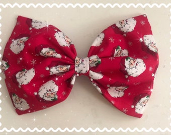 Red Santa Claus large hair bow