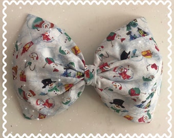 Snowman large holiday hair bow