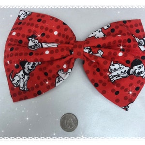 Red 101 Dalmatian print hair bow