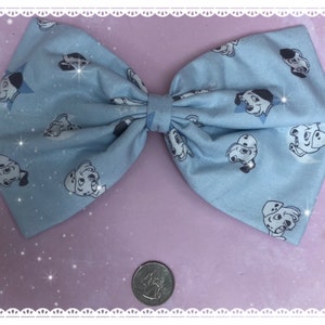 Baby blue 101 Dalmatians hair bow