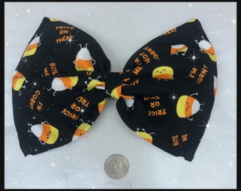 Halloween candy corn large hair bow