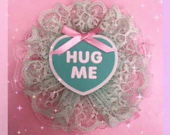 Mint conversation heart hair clip