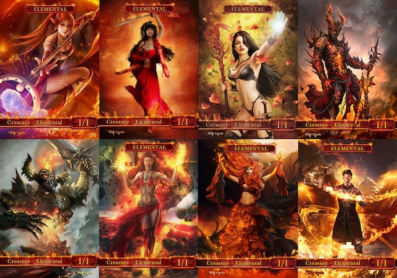 Full Set of Red Elemental 1/1 Tokens MTG for Young Pyromancer - Etsy Israel