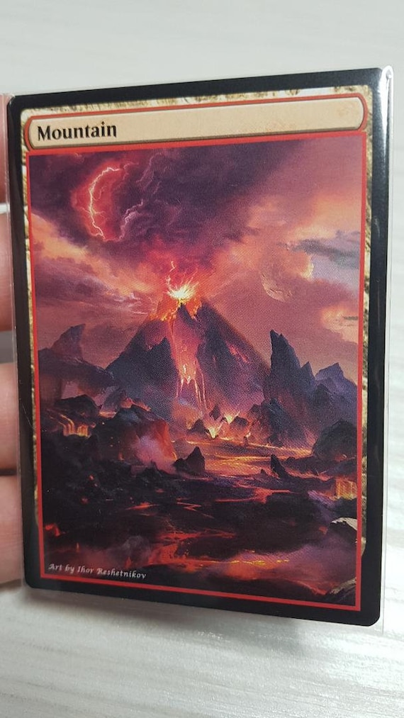 Full Set of Non-Foil Mountains Custom Altered Basic Lands MTG Discounted