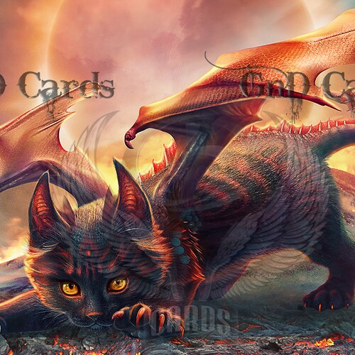 Custom Playmat cat Dragon MTG Etsy