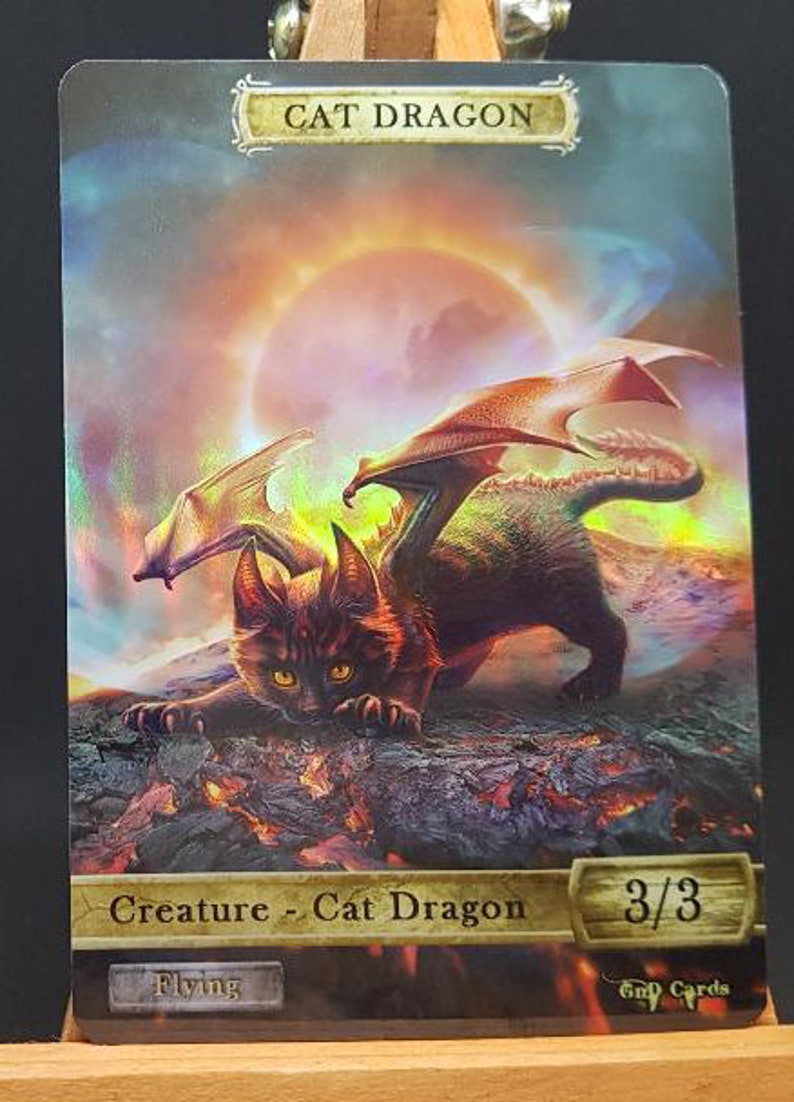 1x Cat Dragon 1 FOIL LAMINATED Custom Altered Token Etsy