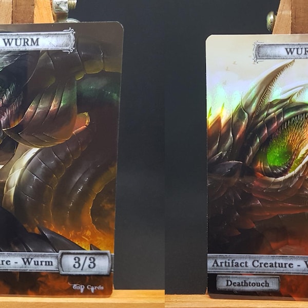 2x Artifact Wurms #2 *FOIL LAMINATED* Custom Altered Tokens