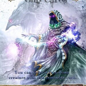 May include: A fantasy-style trading card featuring a purple and white creature wearing a blue and white robe. The card is titled "MORPH" and includes the text "You can cover a face-down creature with this reminder card." The card is a creature with a power of 2 and a toughness of 2.