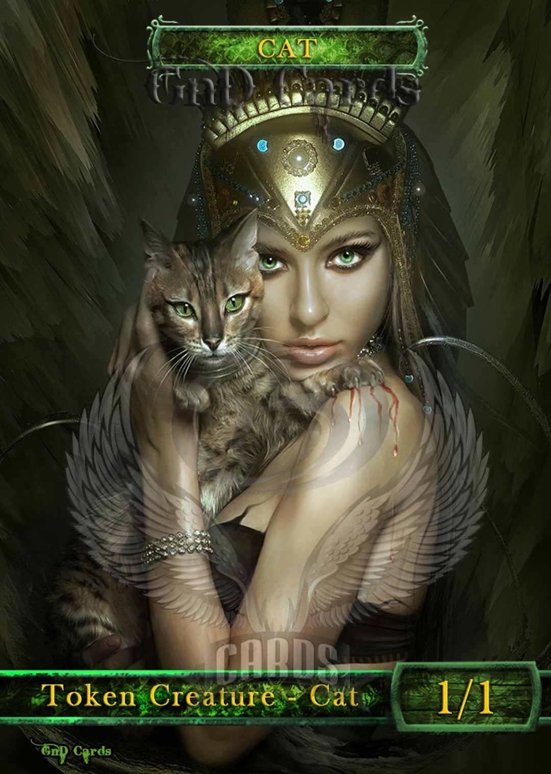 Cat #7 Green TCG Token Custom Altered - Etsy