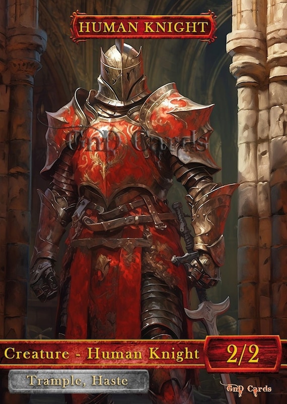 Red Human Knight #2 TCG Token Custom Altered Red Human Knight #2 TCG Token Custom Altered