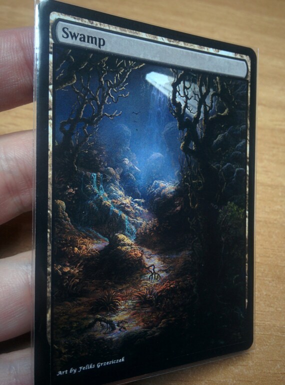 1x Swamp #7 Extended Textless Full Art Custom Altered Basic Land MTG