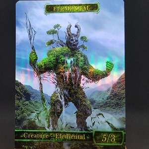 1x Green Elemental #6 *FOIL LAMINATED* Custom Altered Token