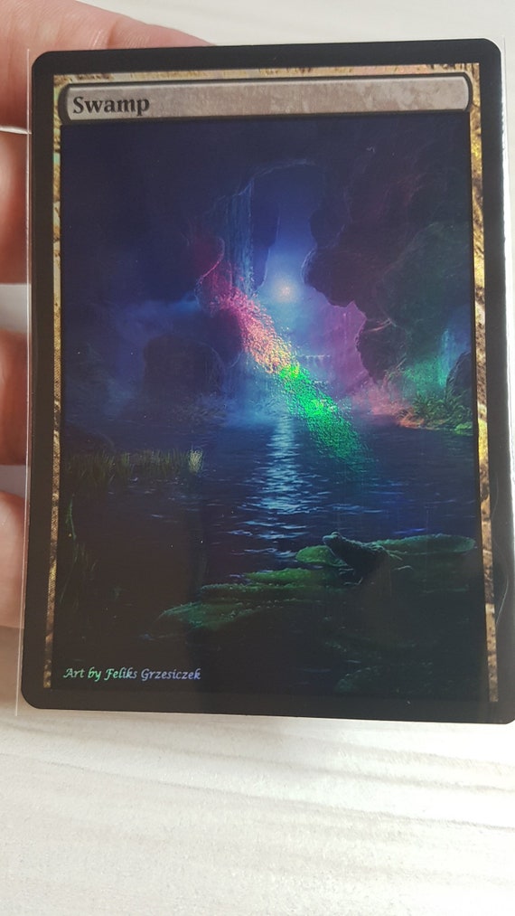 1x Swamp #7 Extended Textless Full Art Custom Altered Basic Land MTG