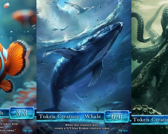 Fish Whale Kraken Set TCG Tokens Custom Altered (for Reef Worm) - Etsy