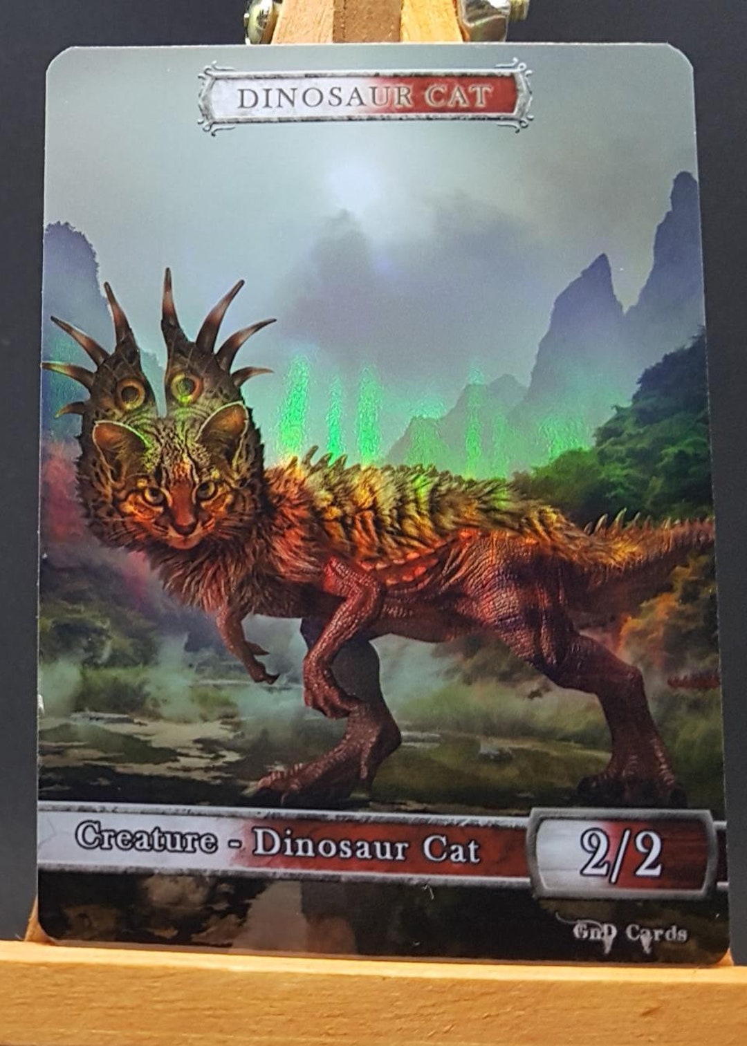 1x Dinosaur Cat FOIL LAMINATED Token alterado personalizado Etsy España