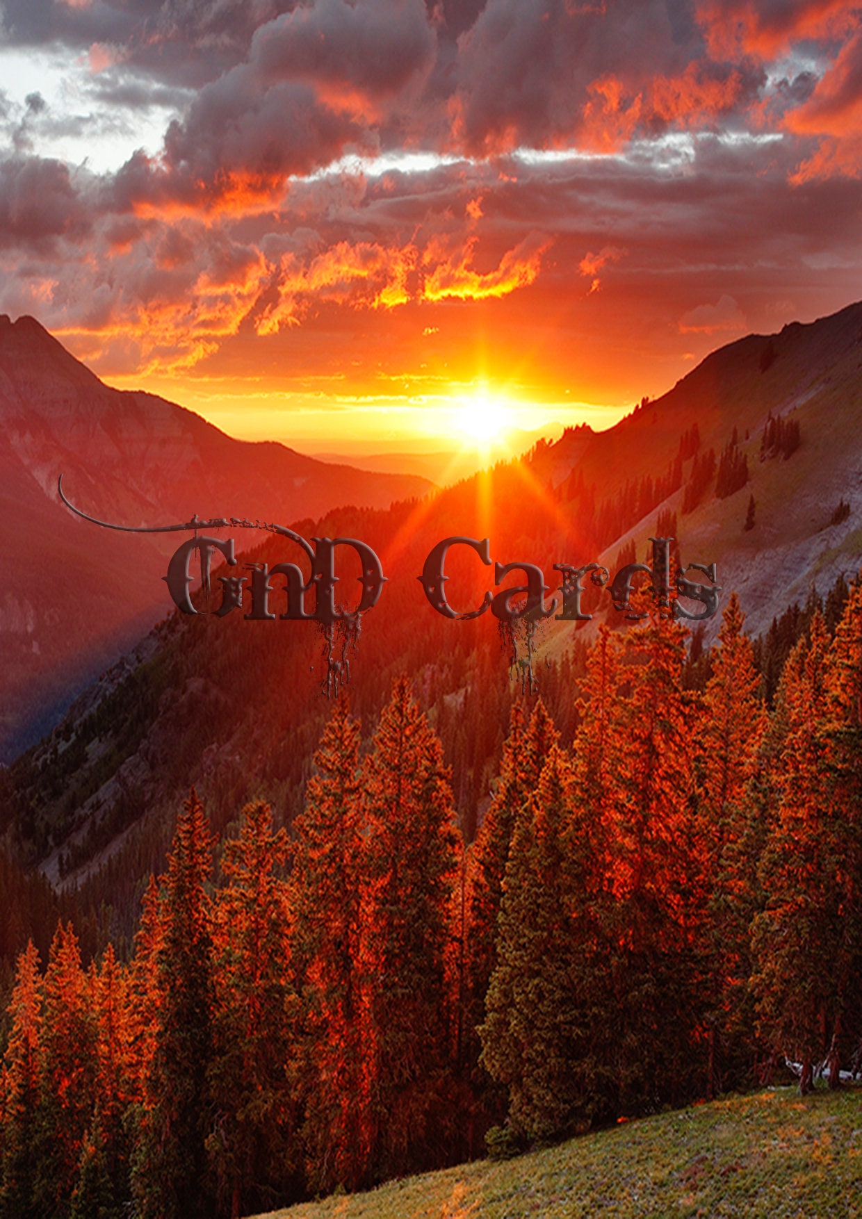 Art Print **Mountain Sunset** 13x19 Inches A3+ SIze, Wall Decor, Fantasy Art, Mythical, Magical, Enchanted,Decor,DND