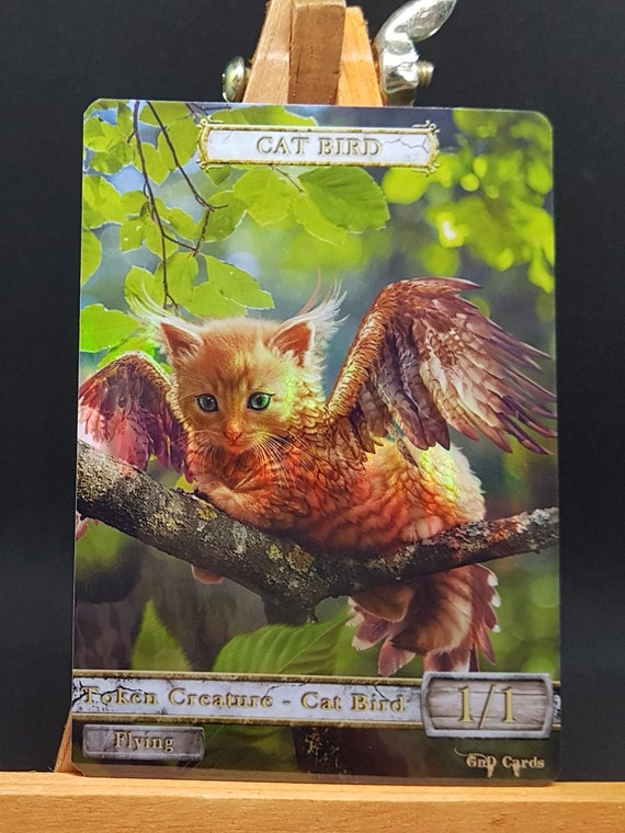 1x Cat Bird 1 FOIL LAMINATED Custom Altered Token Etsy