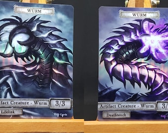 2x Artifact Wurms #1 *FOIL LAMINATED* Custom Altered Tokens