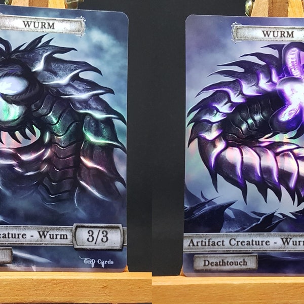 2x Artifact Wurms #1 *FOIL LAMINATED* Custom Altered Tokens