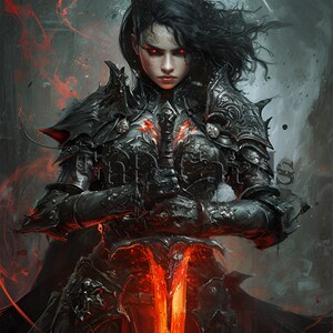 Art Print **Vampire Warrior** 13x19 Inches A3+ Size, Wall Decor, Vampire Art, Fantasy Art, Mythical, Magical, Enchanted,Decor,DND  AI Art