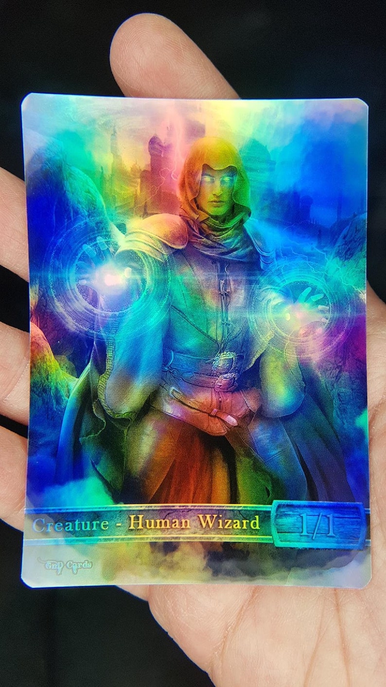 1x Human Wizard 3 FOIL LAMINATED Custom Altered Token image 1