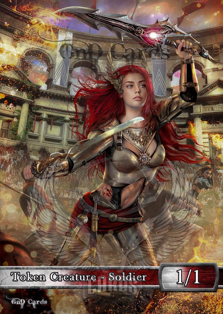 Red White Soldier TCG Token Custom Altered