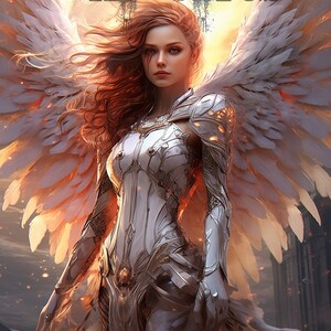 Kunstdruck **Future Angel** 33x48 cm A3+ , Wanddekoration, Fantasy Kunst, Kunst, Mythisch, Magisch, Verzaubert, DND AI Art