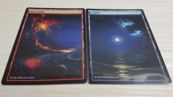 Full Set of Non-Foil Mountains Custom Altered Basic Lands MTG Discounted