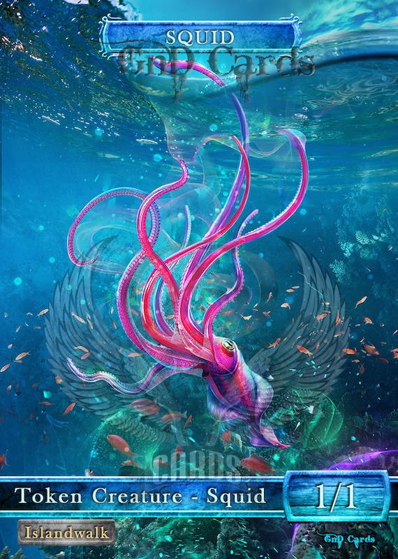 1x Squid *FOIL LAMINATED* Custom Altered Token MTG