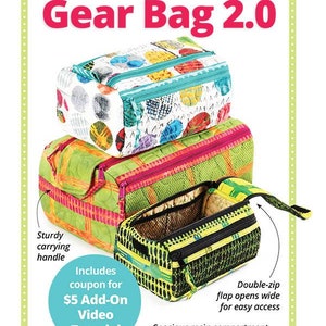 Double Zip Gear Bag 2.0 Patterns By Annie Organizer Tote Bag Zipper Caddy PBA257-2 Bag Making Supplies Sewing Pattern