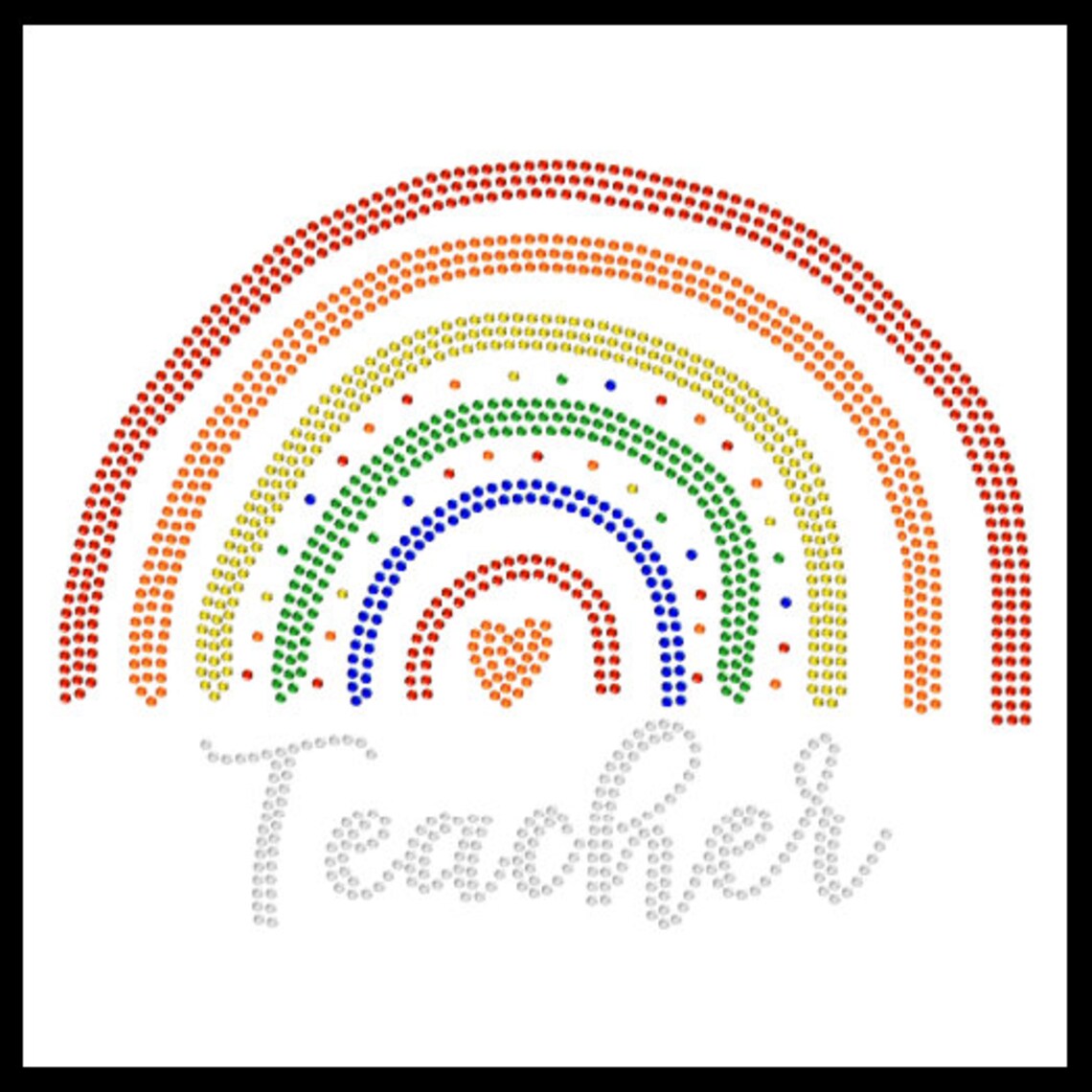 Rainbow teacher teaching teach heart school rhinestone iron on etsy Rainbow teacher teaching teach heart school rhinestone iron on etsy