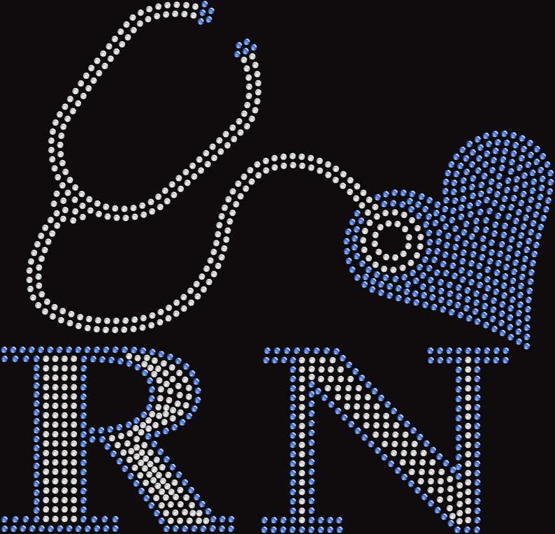 RN Love Heart Registered Nurse Medical Rhinestone Iron On Etsy