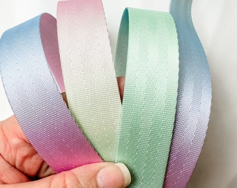 Pastel Rainbow 1" Webbing Strapping Backpack Strap Seatbelt by the Yard Nylon Bag Making Supplies Sewing Hardware