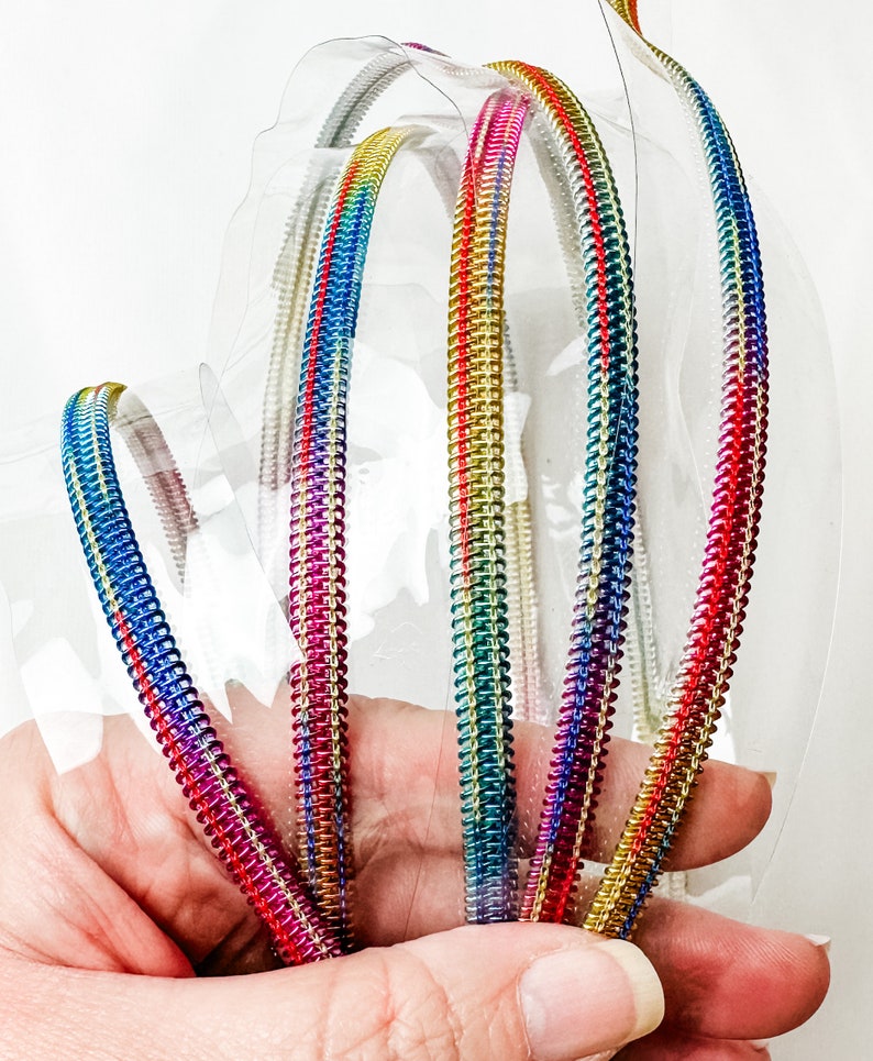 Transparent Clear Vinyl with Rainbow Coil 5 Zipper Tape by the Yard Nylon Coil Bag Making Supplies Sewing Hardware image 1