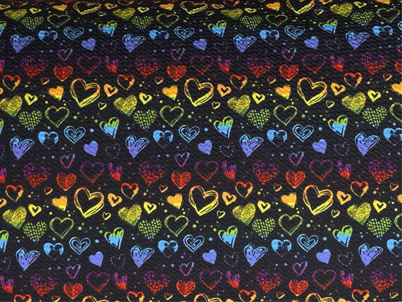 Rainbow Sketch Heart Bullet Liverpool Textured Way Knit Fabric By the  Yard Thick Jersey Soft Stretch Ready to Ship USA FB25-1 - Main Image