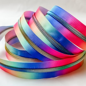 Tie Dye Rainbow #5 Zipper Tape by the Yard Nylon Coil Bag Making Supplies Sewing Hardware