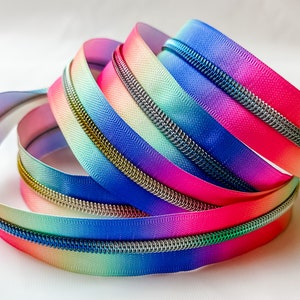 Tie Dye Rainbow #5 Zipper Tape by the Yard Nylon Coil Bag Making Supplies Sewing Hardware