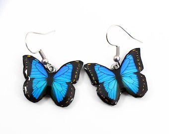 Blue butterfly earrings, Butterfly earrings, Blue butterfly, Butterfly jewelry, Small butterfly earrings, Blue earrings, Wing earrings